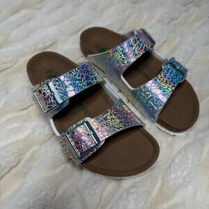 Birkenstock Girls Arizona Flash Hologram Vegan Sandals Size 33